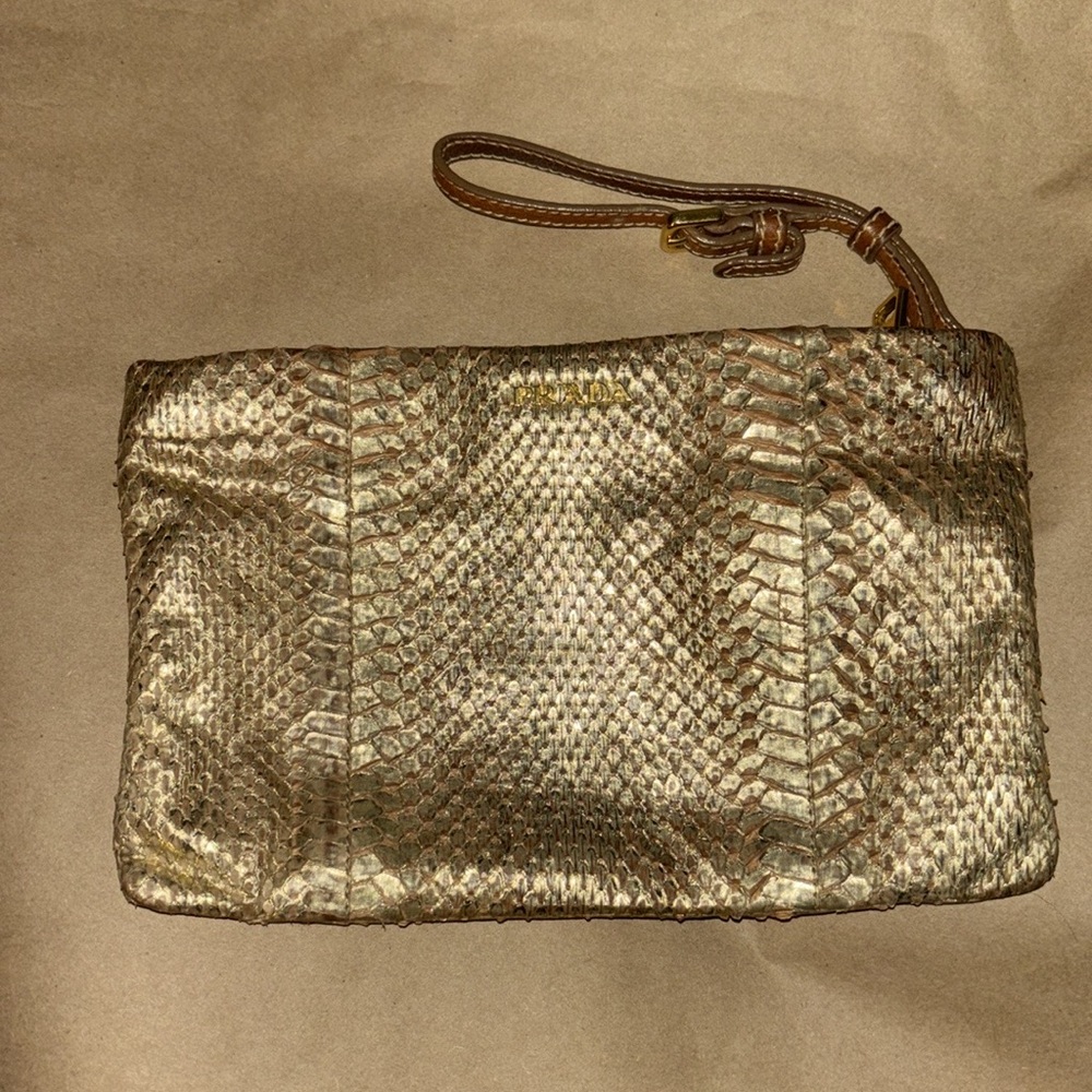 Prada snakeskin wristlet